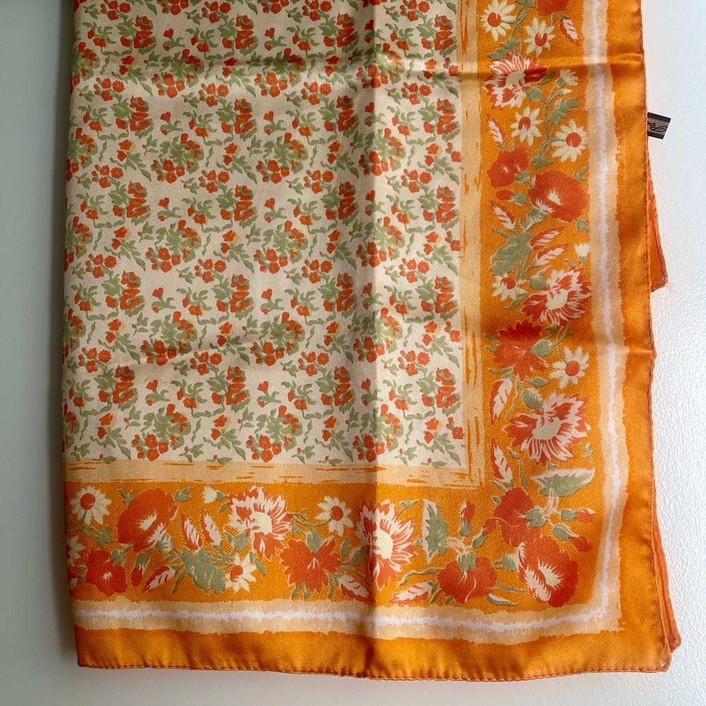 Floral Orange and Cream Scarf